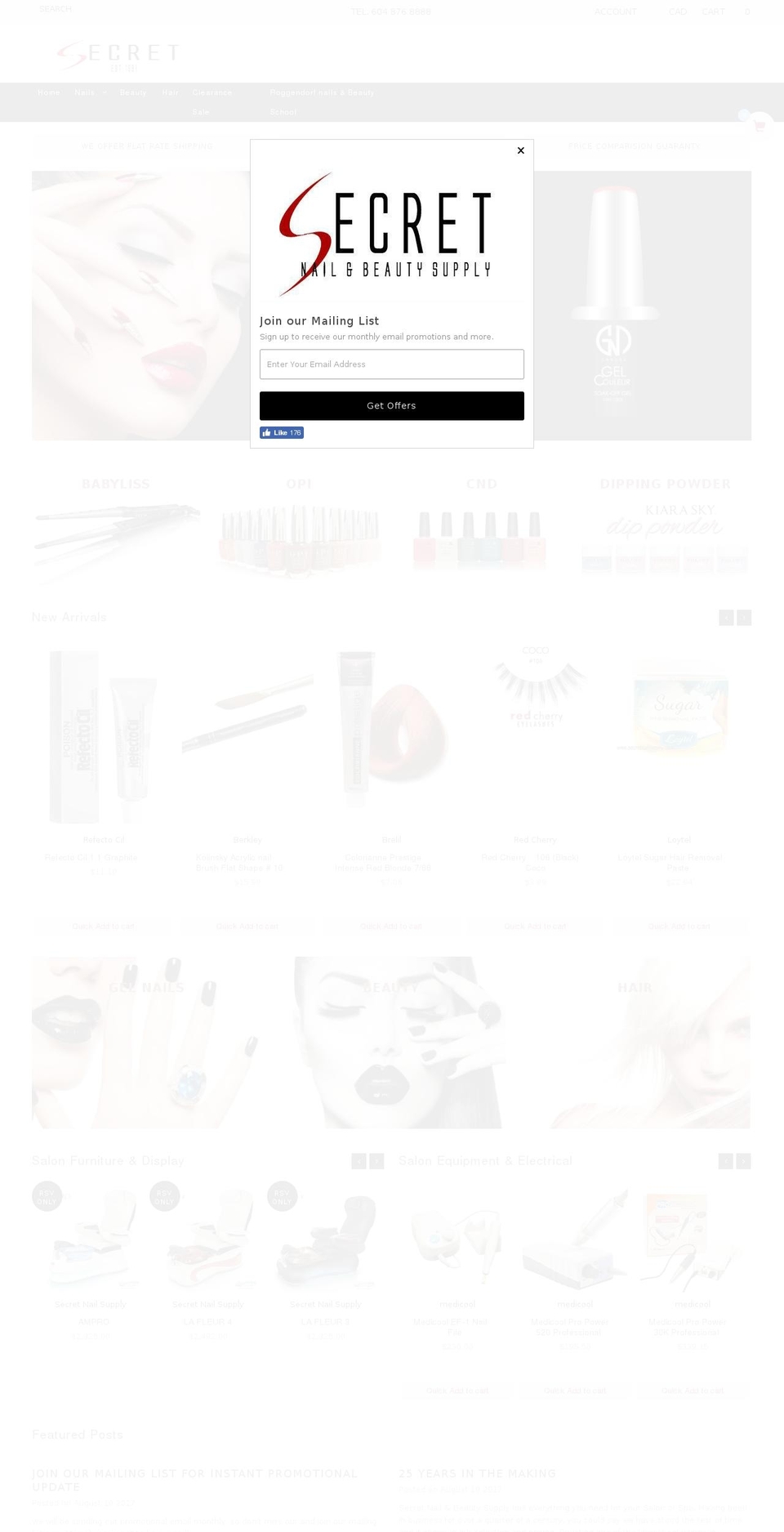 secretnailsupply.com shopify website screenshot