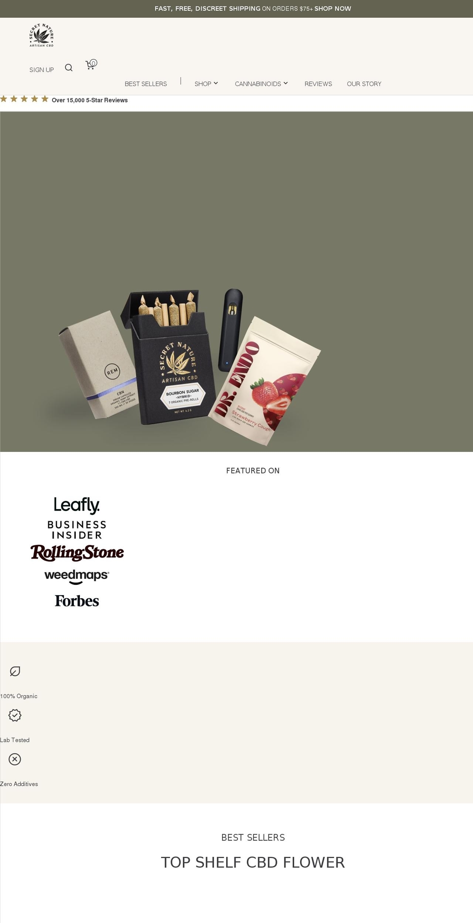 secretnaturecbd.com shopify website screenshot