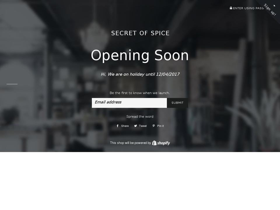 secretofspice.com shopify website screenshot