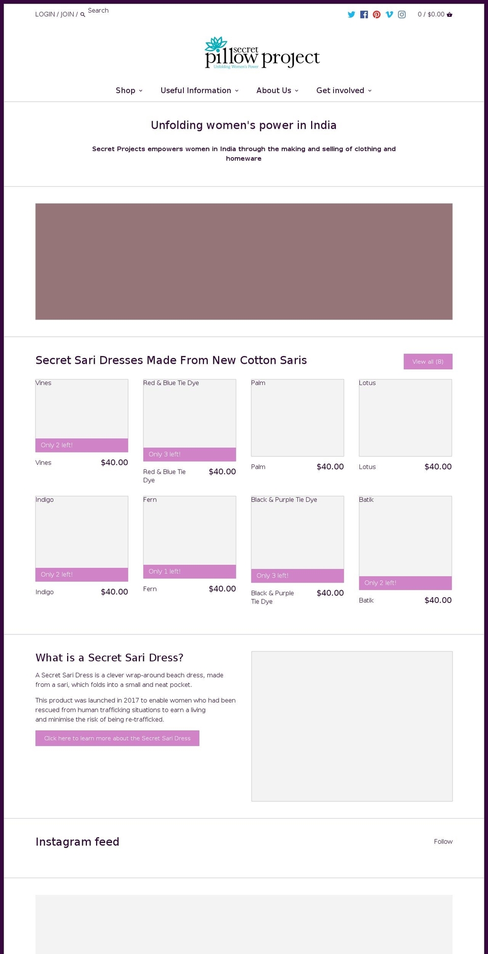 secretpillowproject.com shopify website screenshot