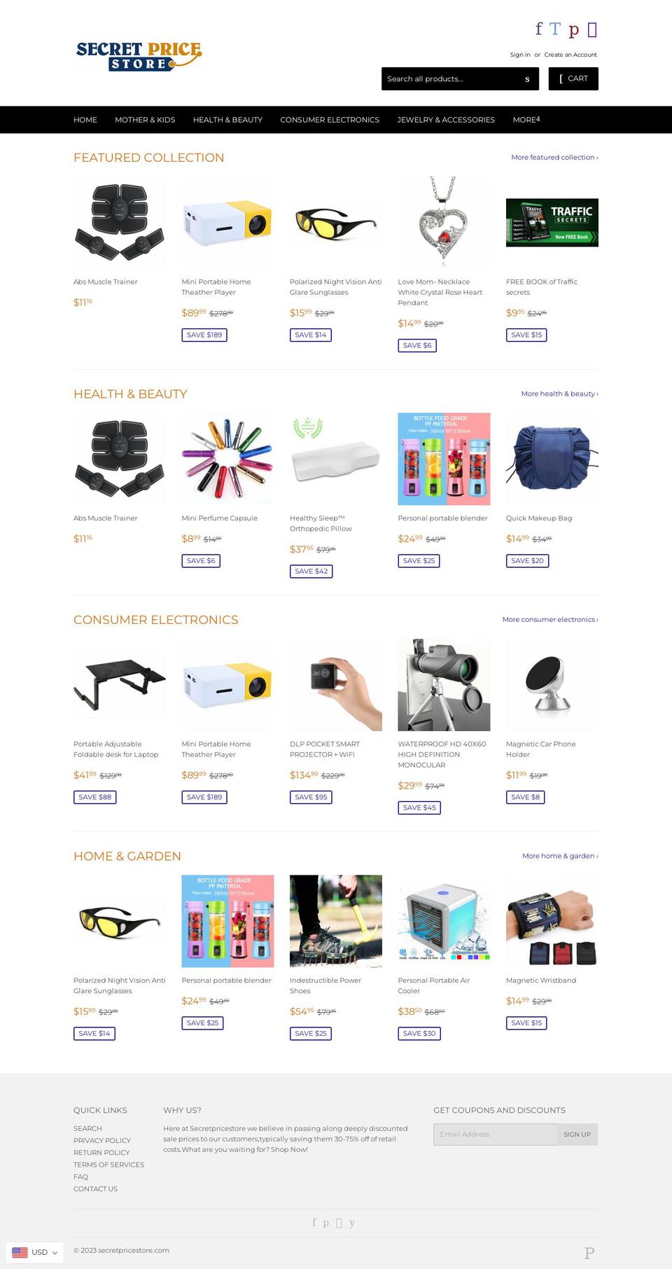 01-ecomprofitmasterclasstheme Shopify theme site example secretpricestore.com