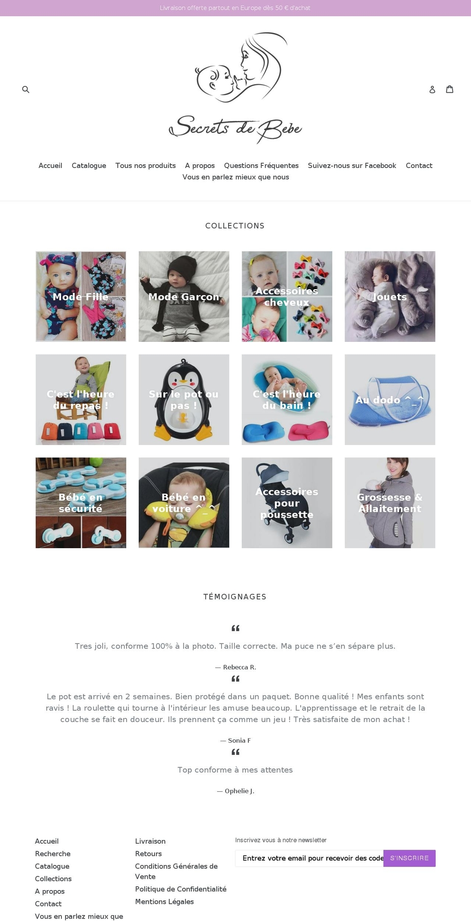 theme-preconfigure-lfl-dropshipping Shopify theme site example secrets-de-bebe.fr