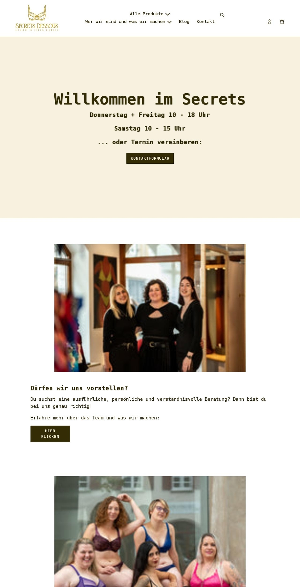 secrets-dessous.de shopify website screenshot