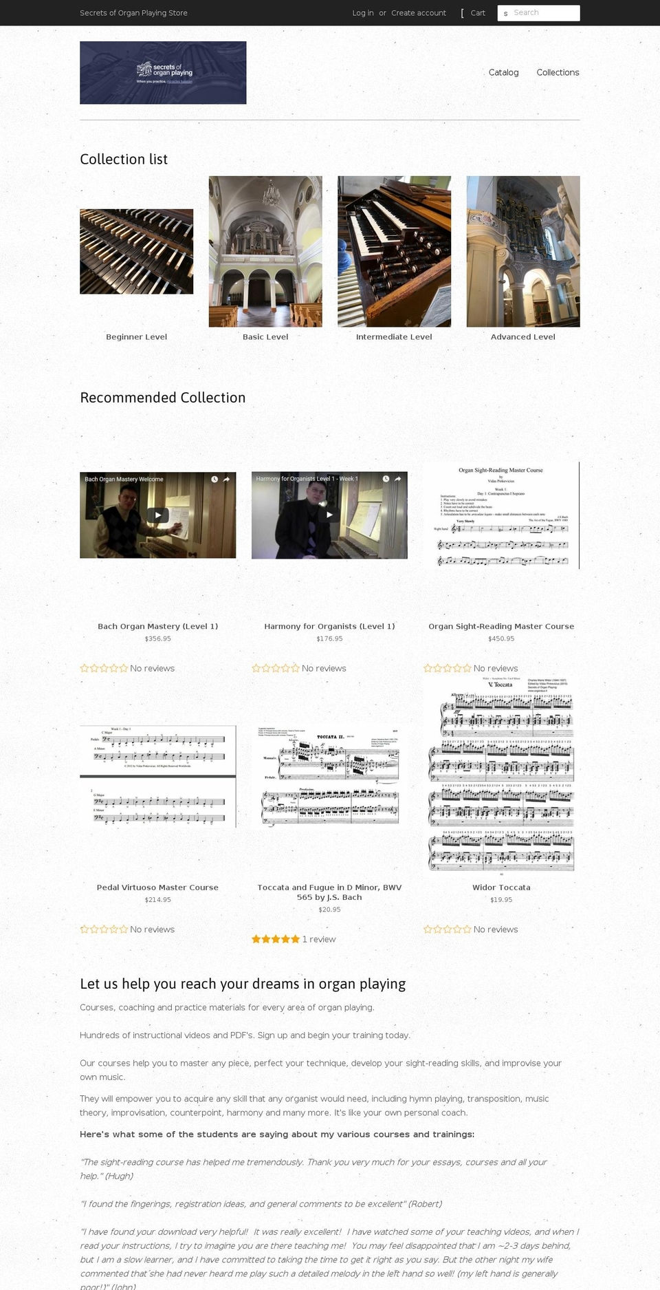 secrets-of-organ-playing.myshopify.com shopify website screenshot
