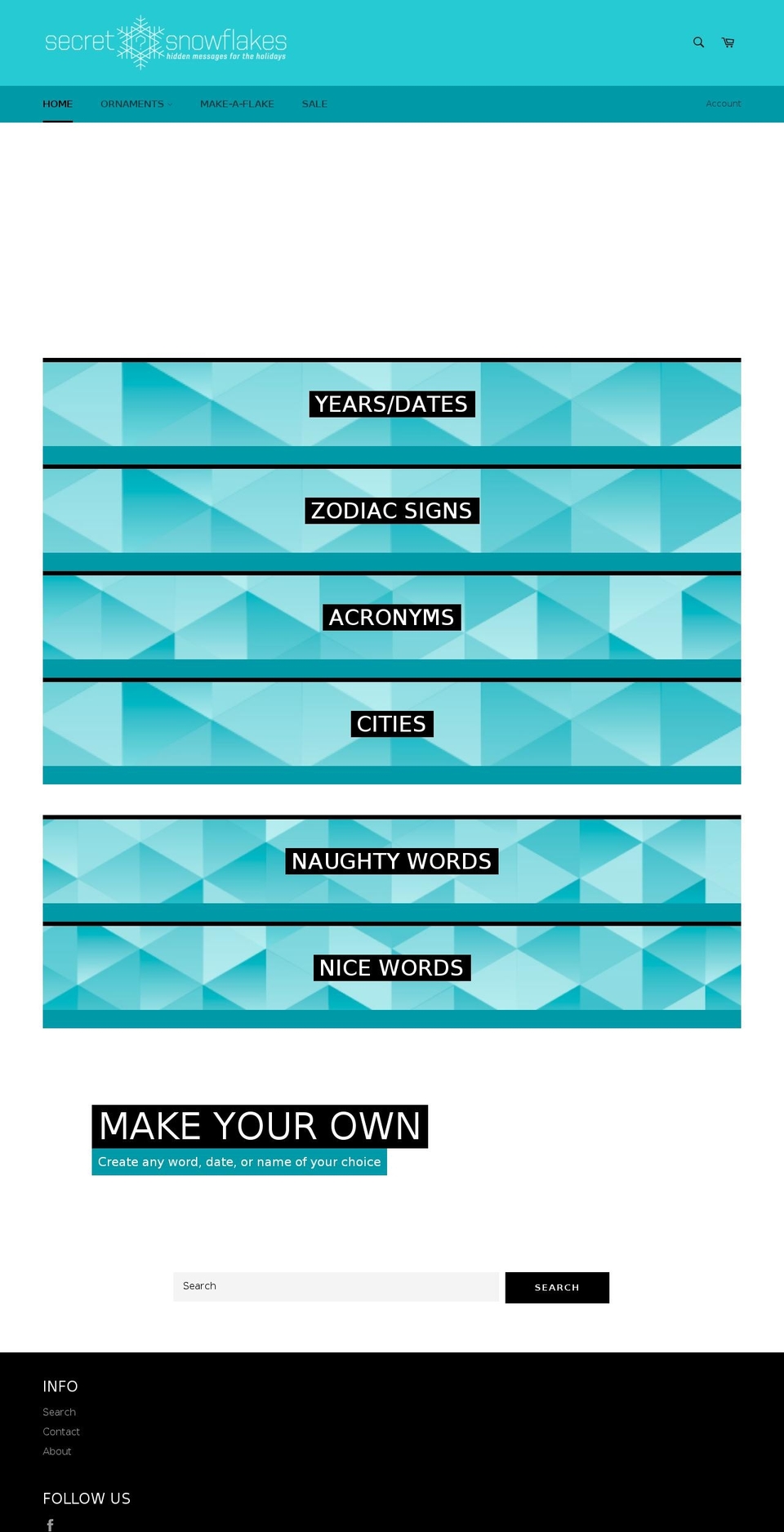 secretsnowflakeshop.com — Shopify storefront screenshot