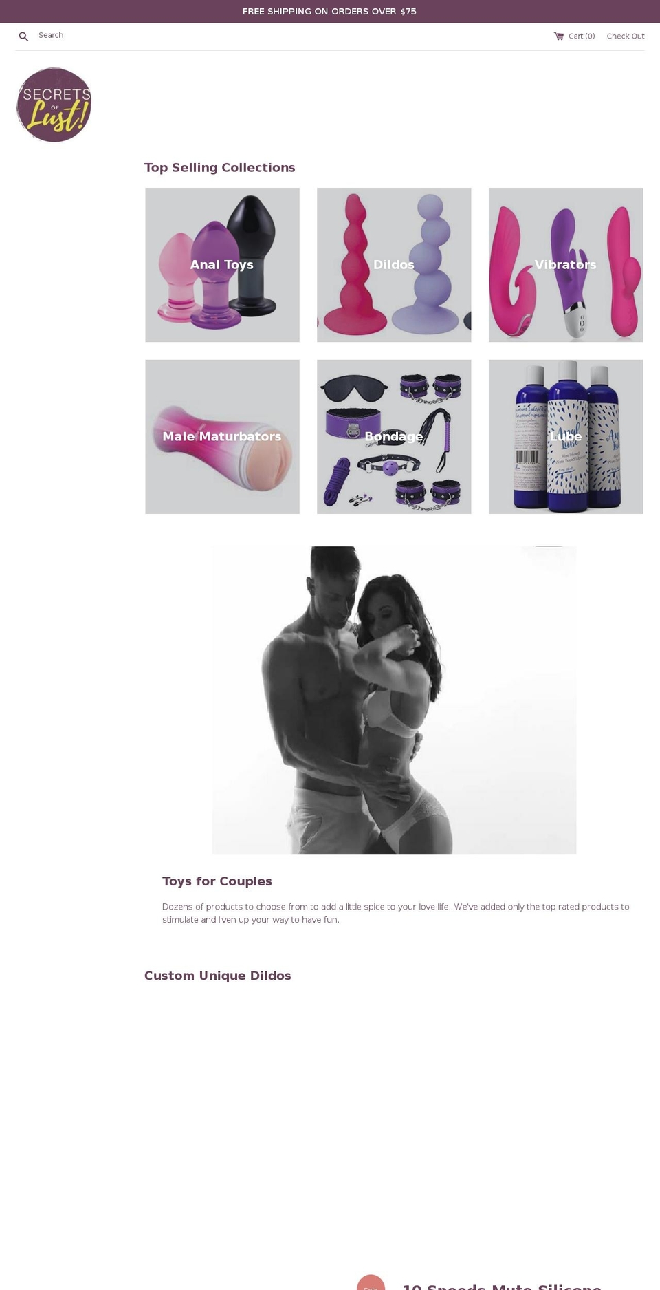 secretsoflust.com — Shopify storefront screenshot