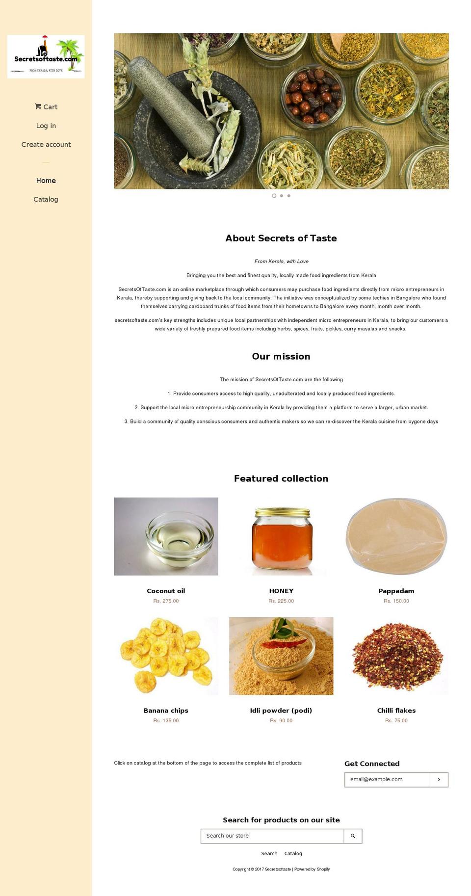 secretsoftaste.com shopify website screenshot