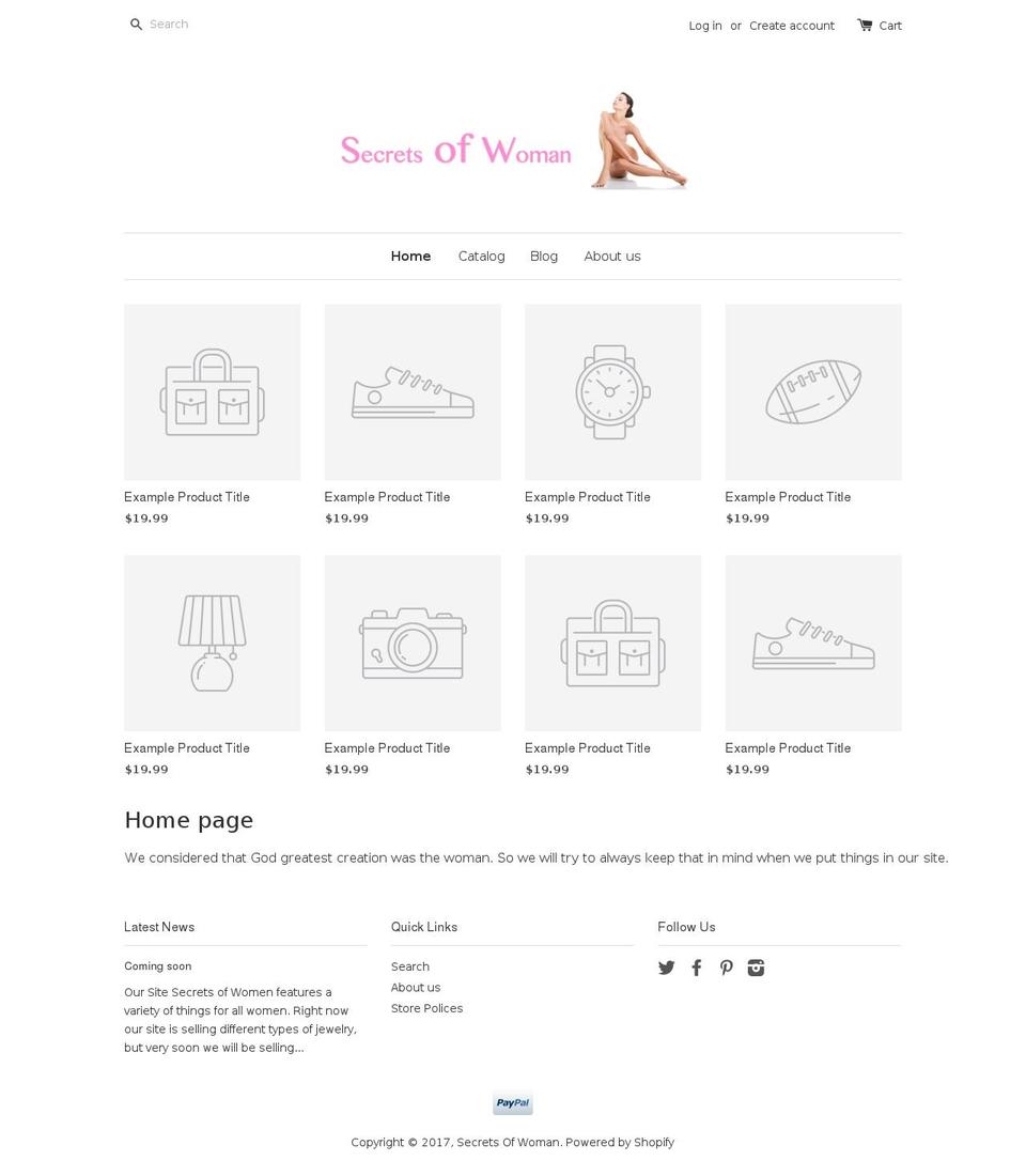 secretsofwoman.com shopify website screenshot