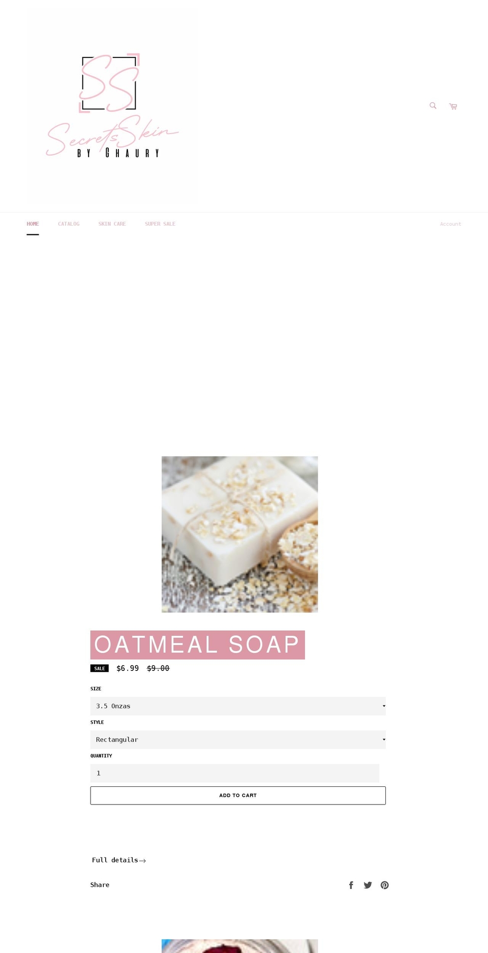 secretsskinbyghaury.com shopify website screenshot