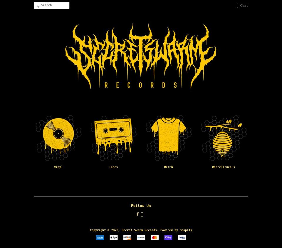 secretswarmrecords.com shopify website screenshot