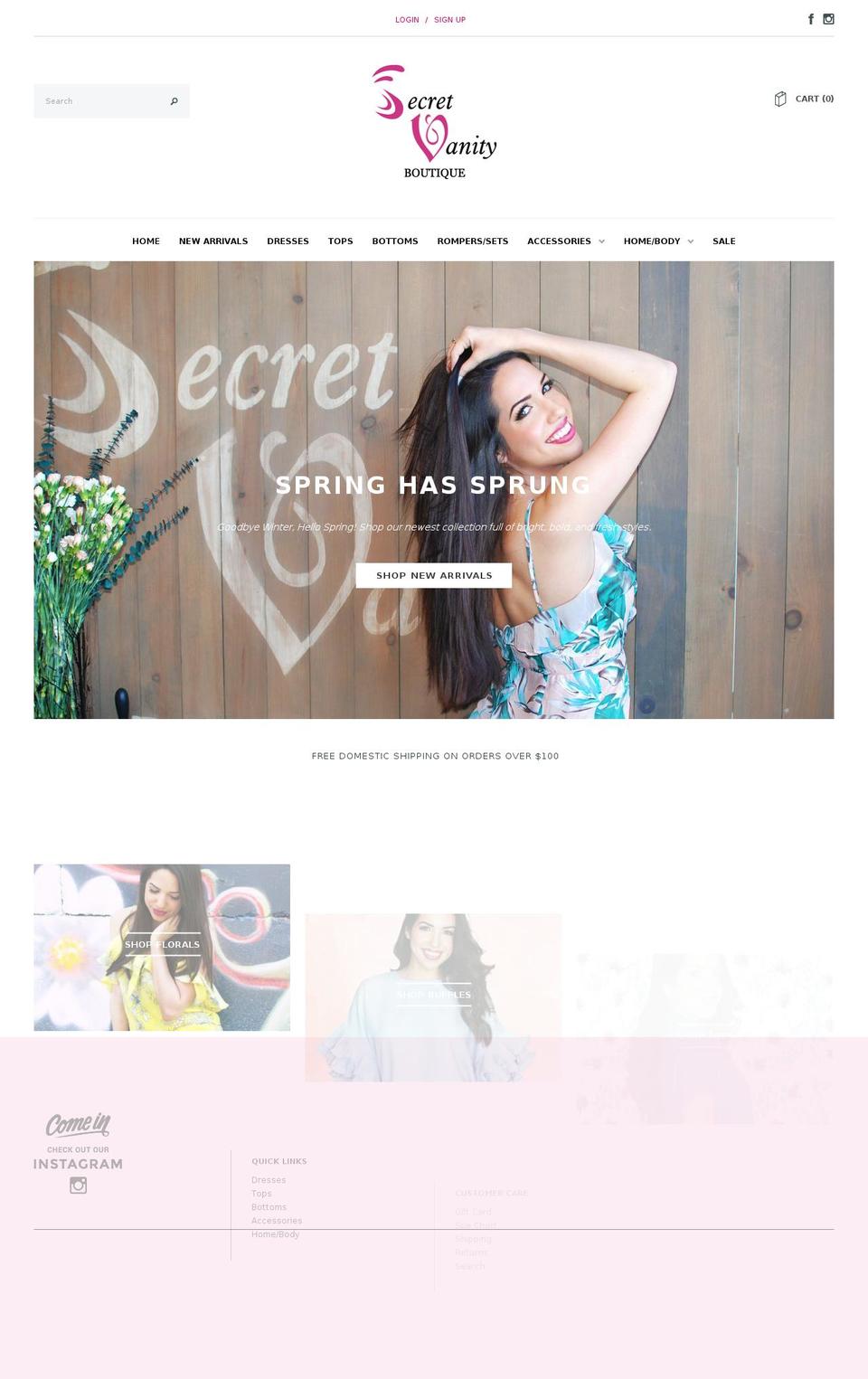 secretvanityboutique.com shopify website screenshot