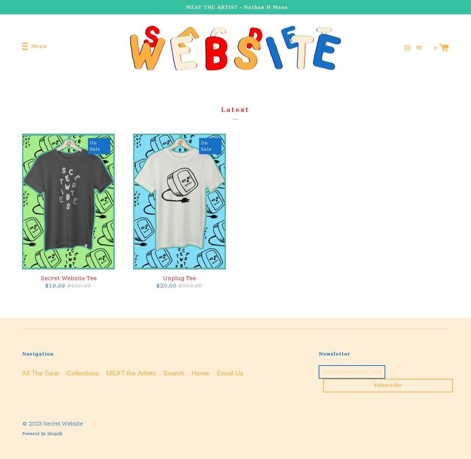 secretwebsite.net shopify website screenshot