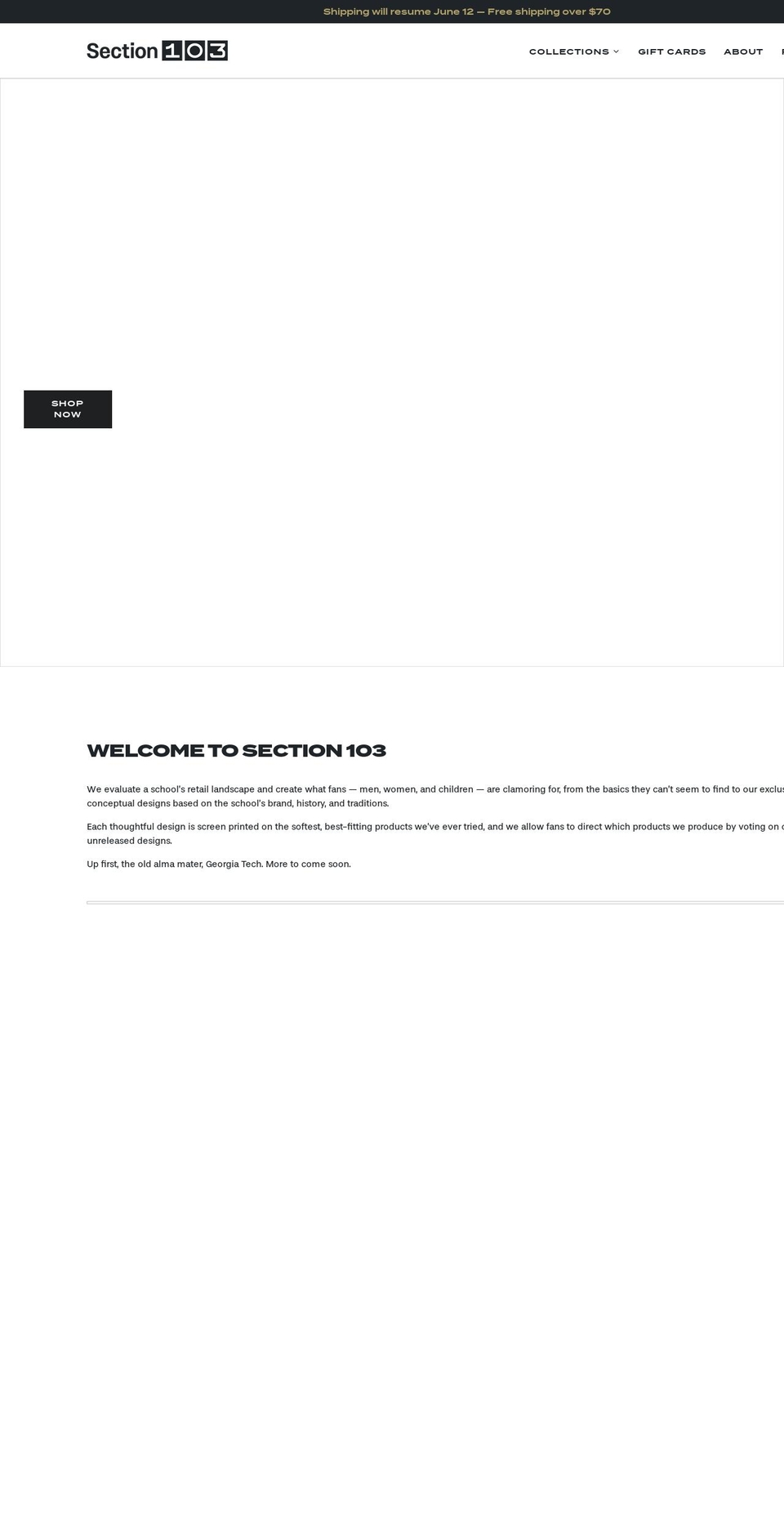section103.com shopify website screenshot