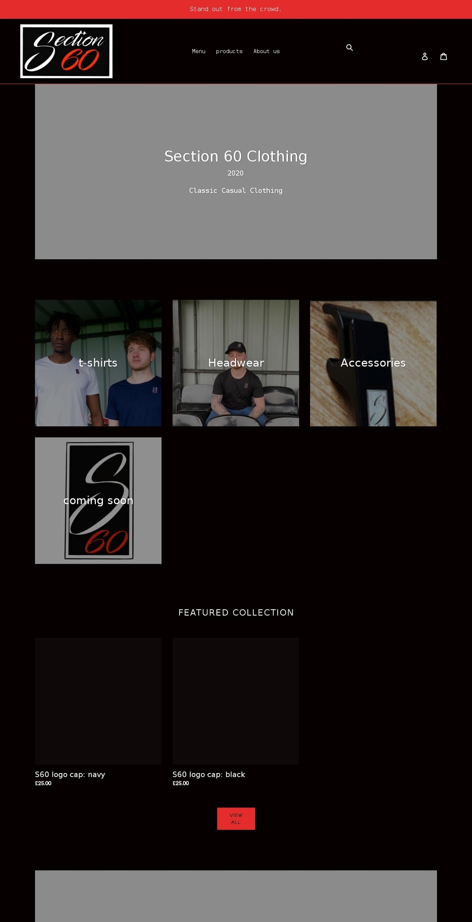 section60clothing.com shopify website screenshot