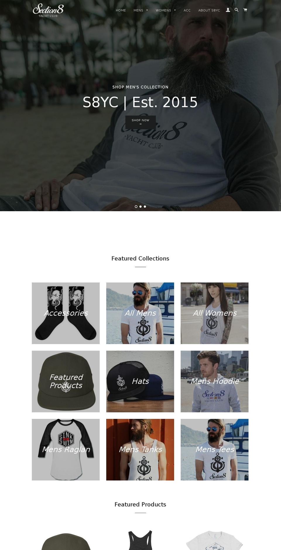 section8yachtclub.com shopify website screenshot