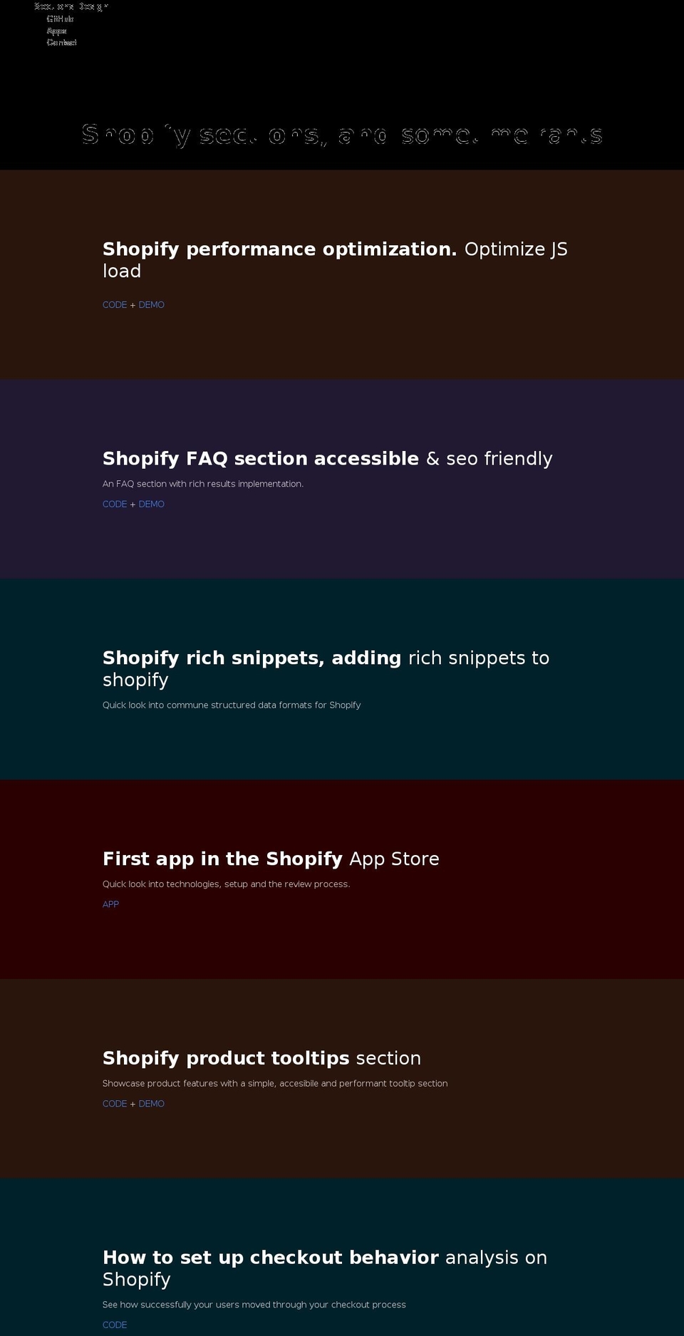 sections.design shopify website screenshot