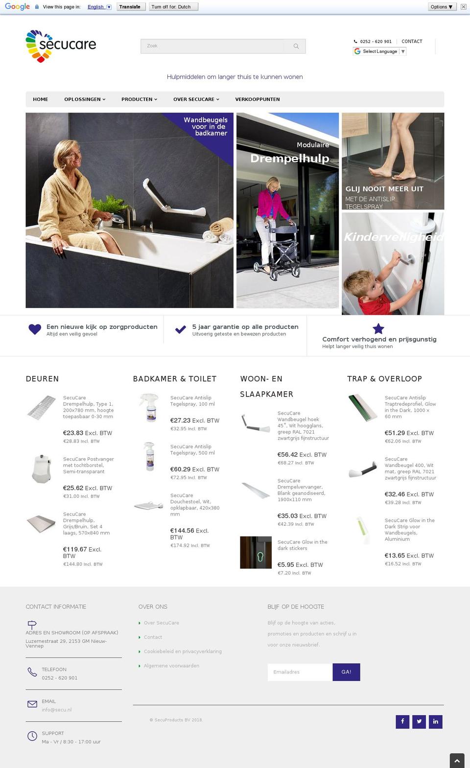 MAX Shopify theme site example secucare.nl