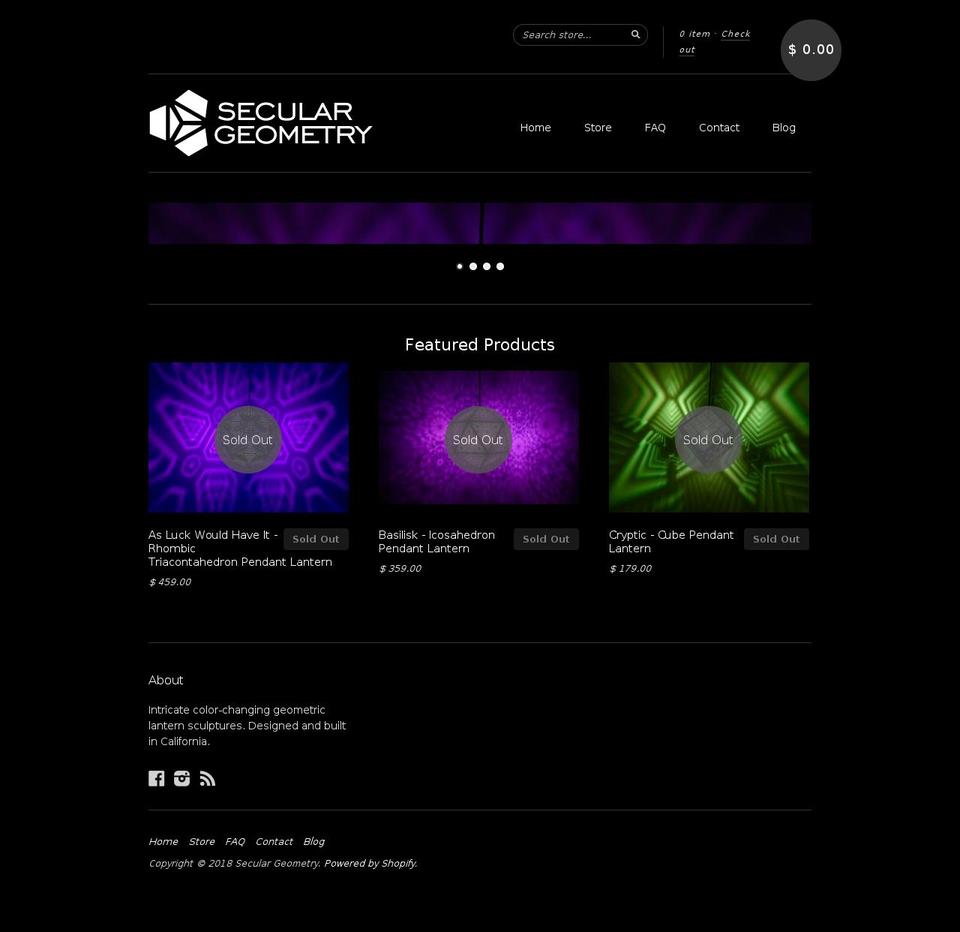 seculargeometry.com shopify website screenshot