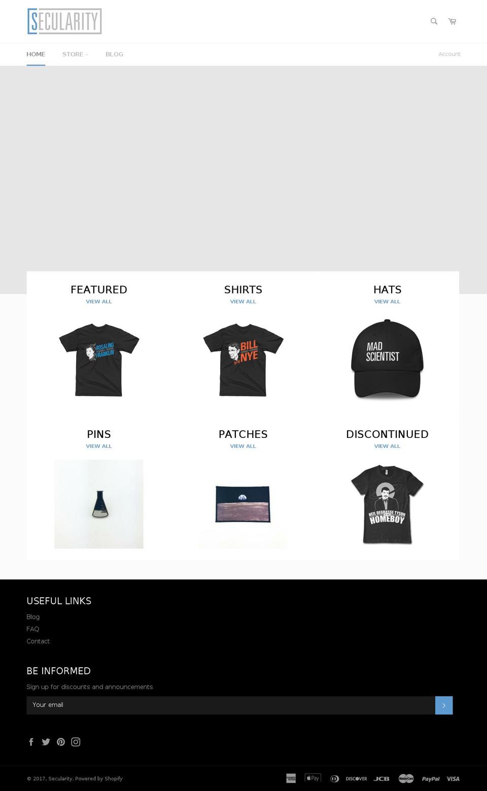 secularityclothing.com shopify website screenshot