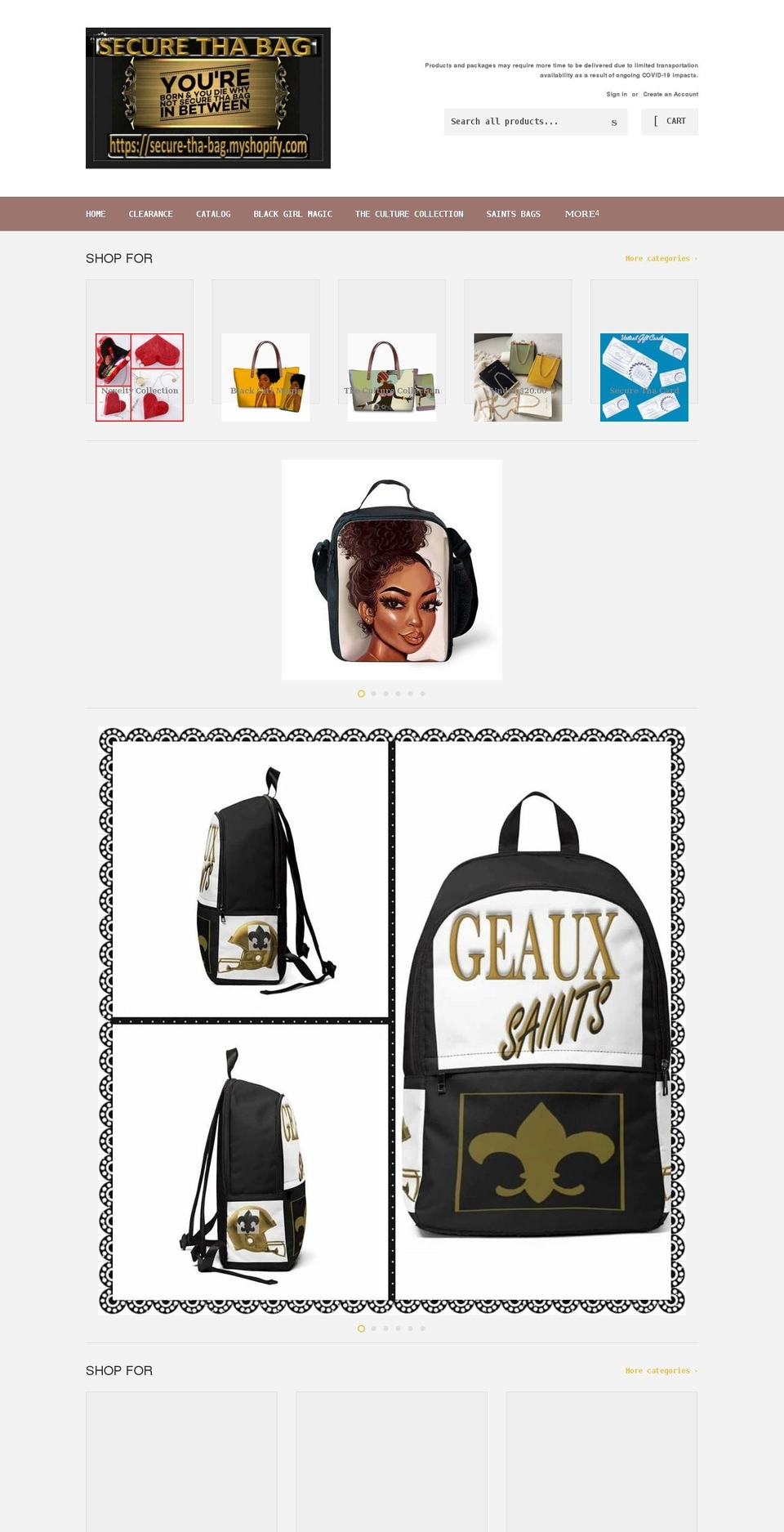 secure-tha-bag.myshopify.com shopify website screenshot