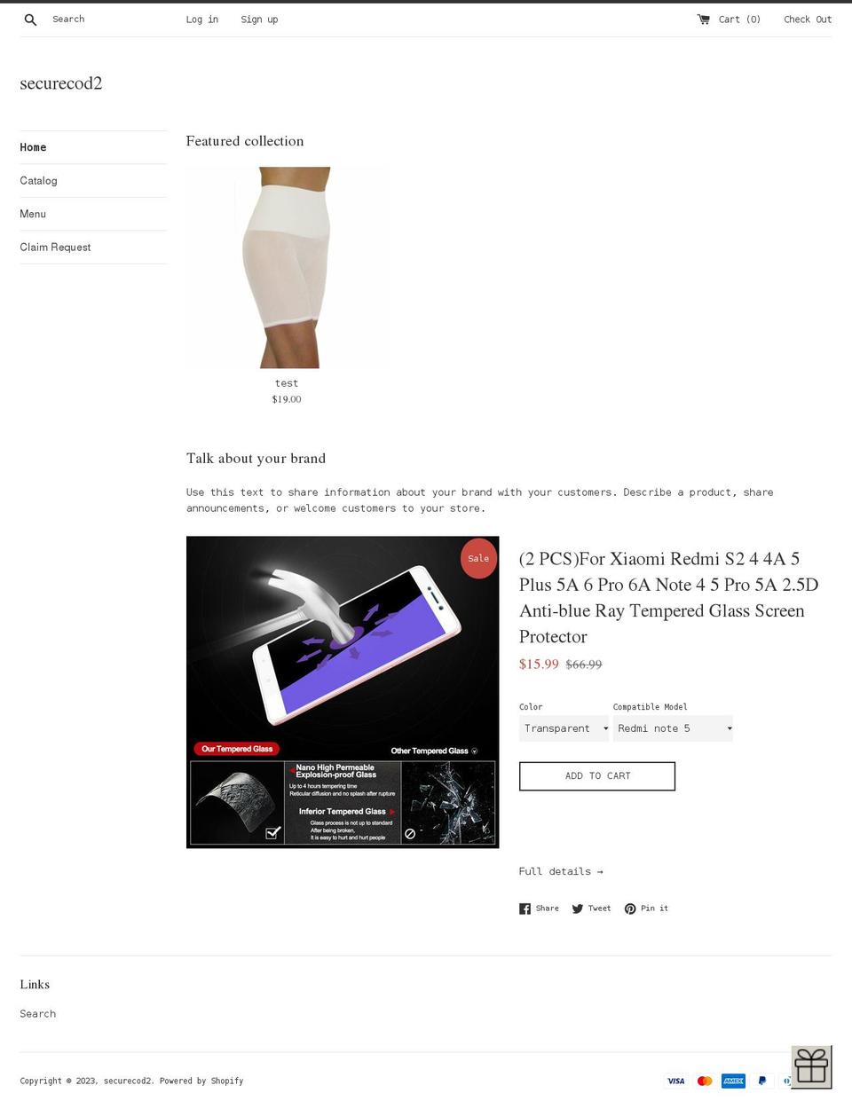 securecod2.myshopify.com shopify website screenshot