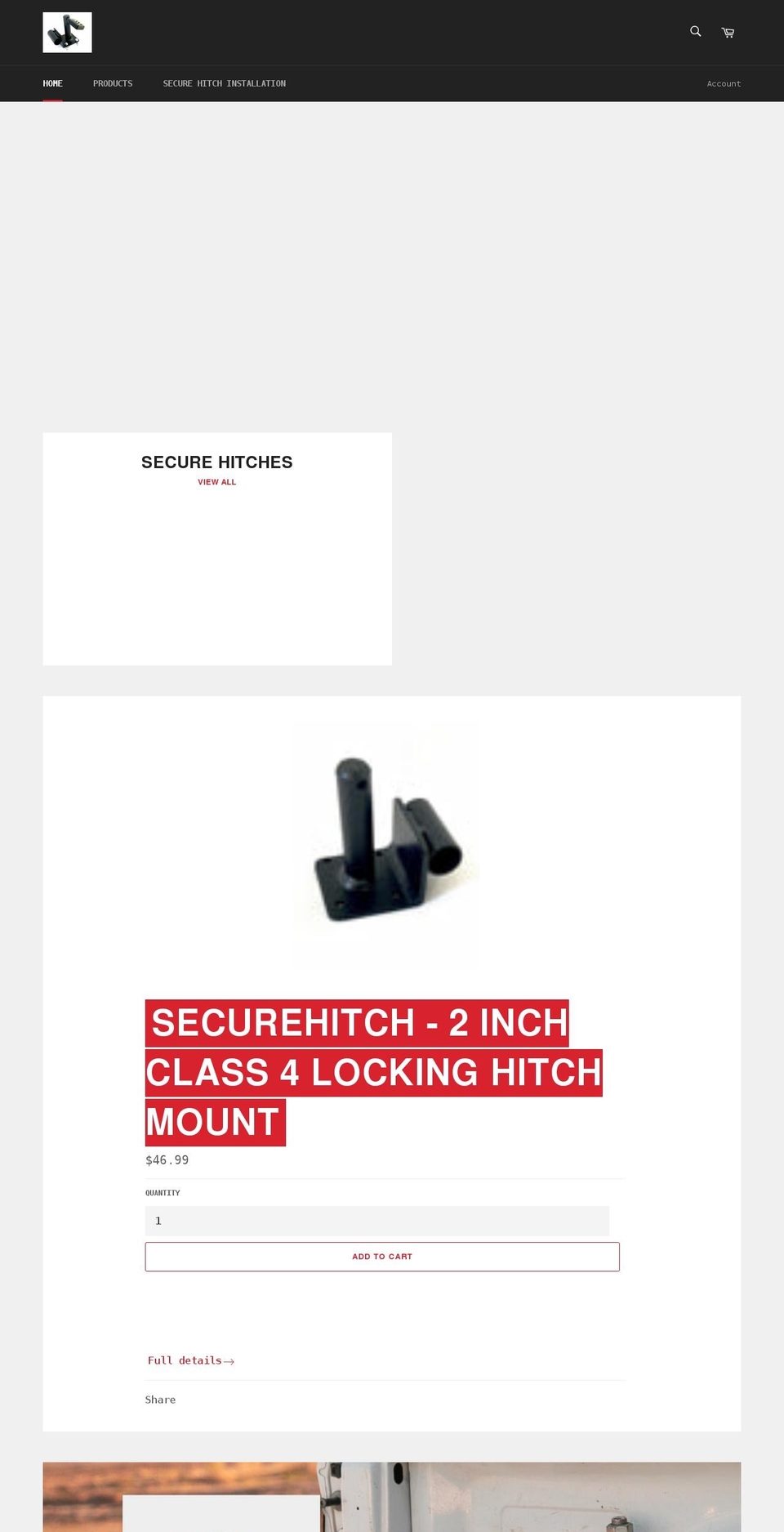 securehitchmount.com shopify website screenshot