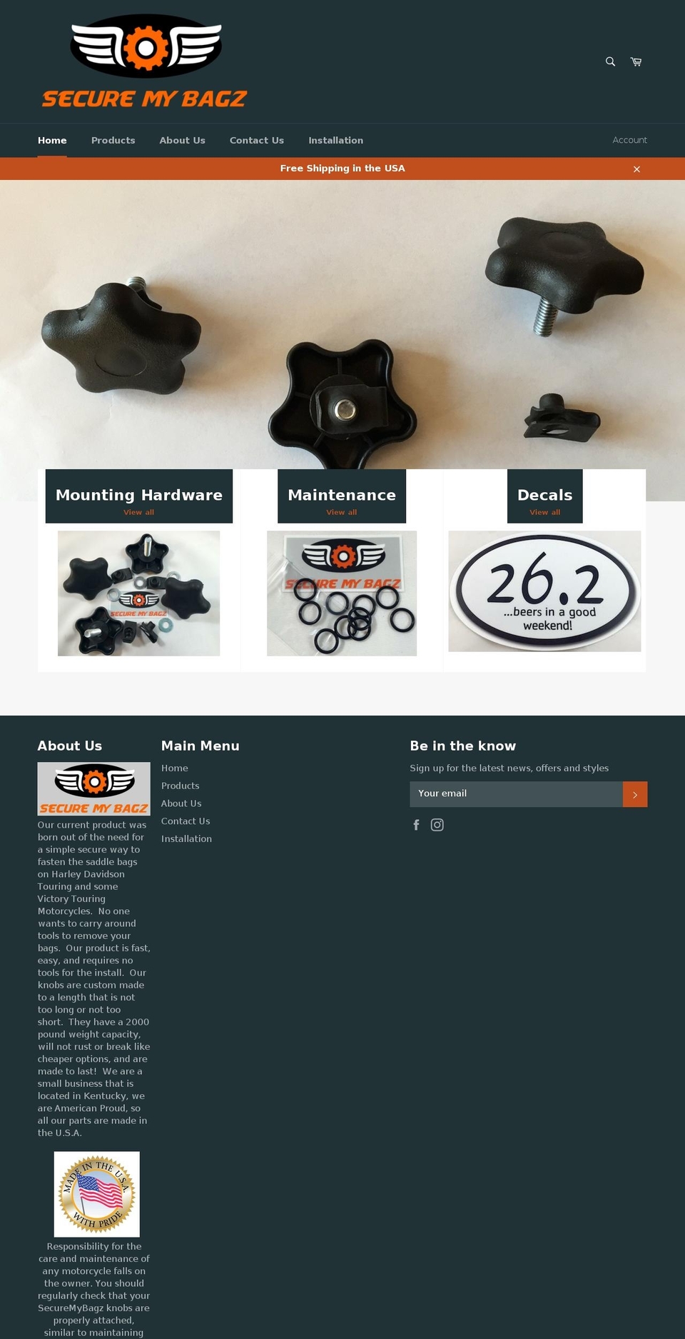 securemybagz.com shopify website screenshot