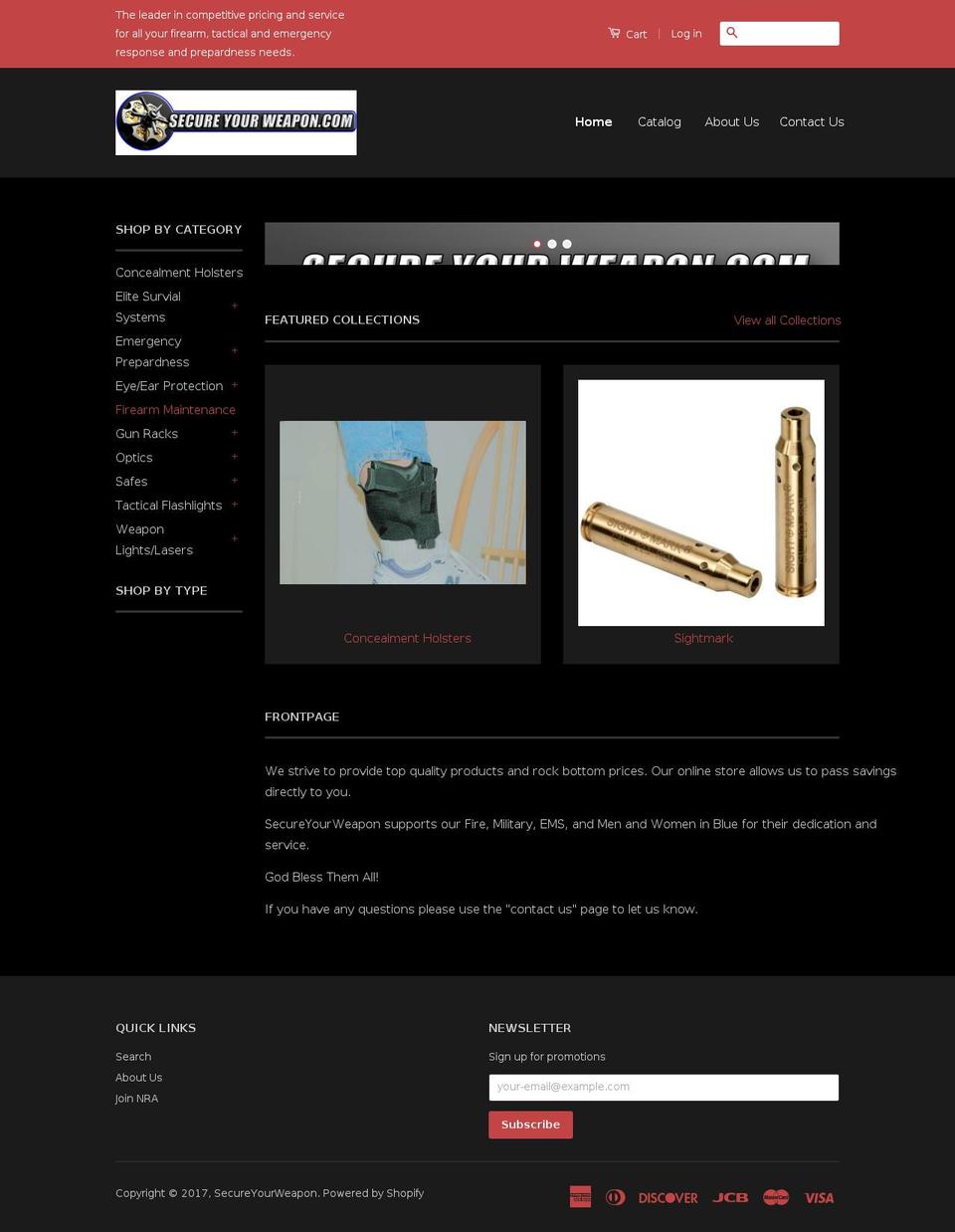 secureyourweapon.com shopify website screenshot