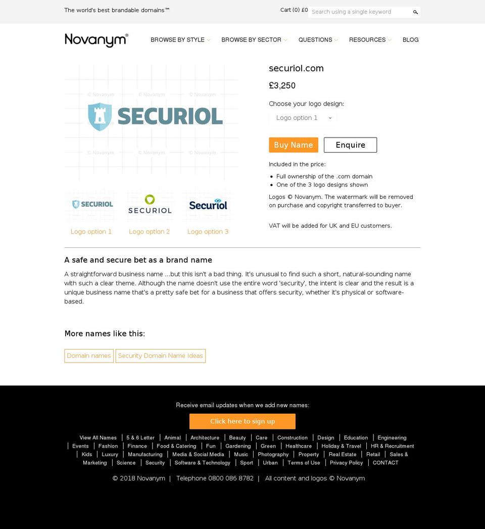 securiol.com shopify website screenshot