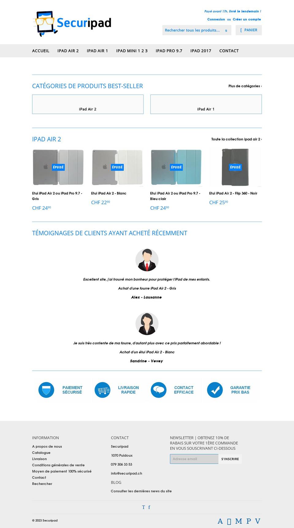 securipad.ch shopify website screenshot