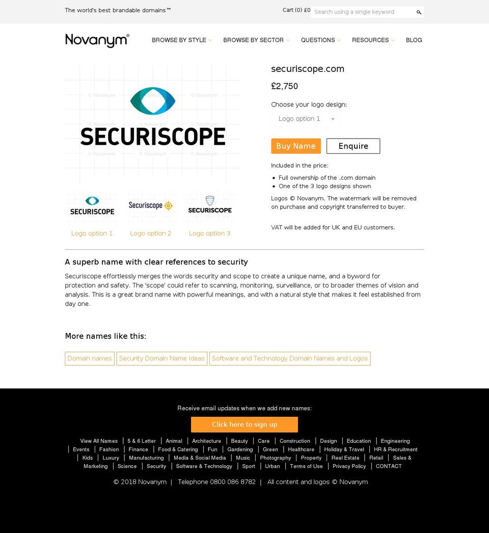 securiscope.com shopify website screenshot