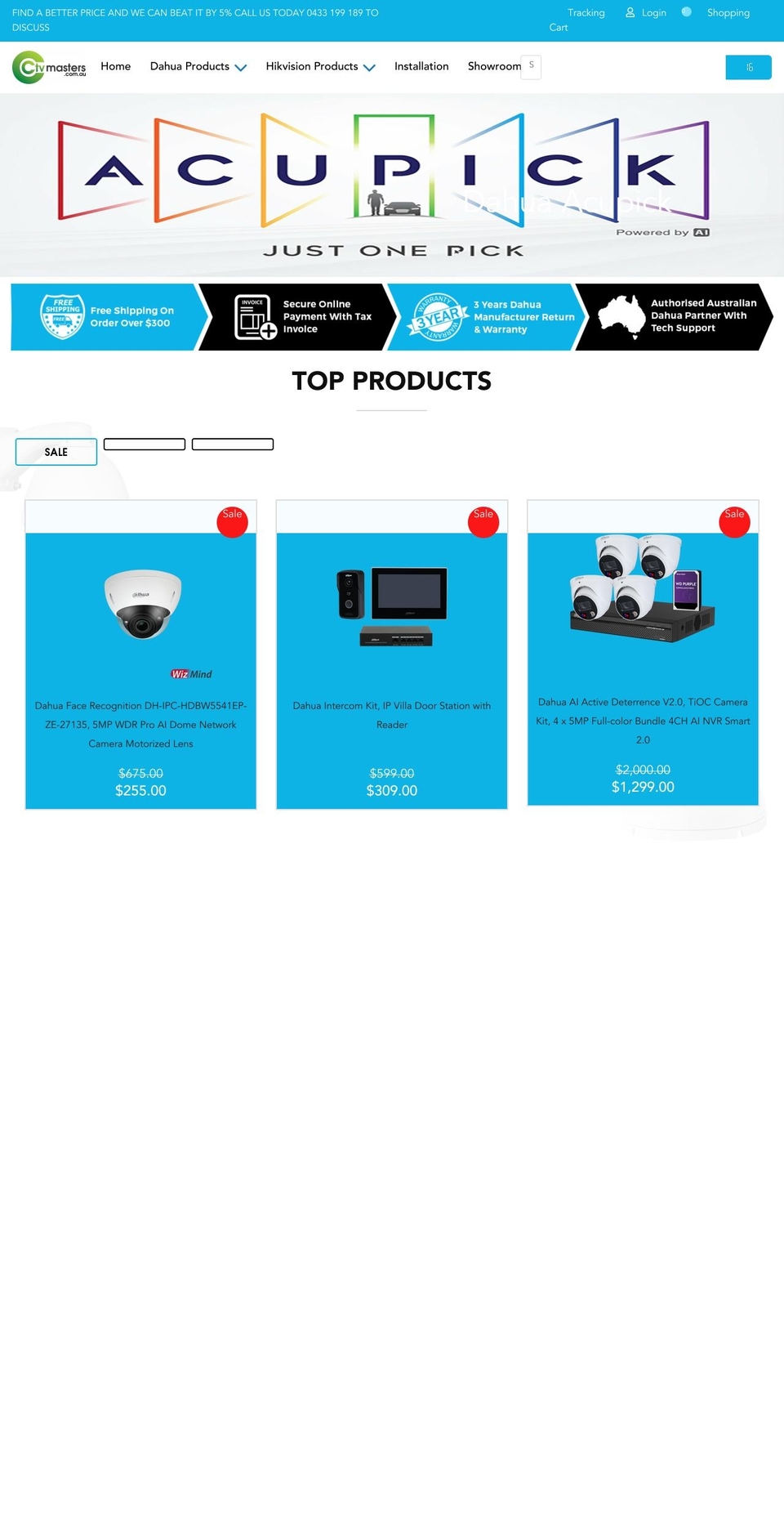 securitycamerashop.com.au shopify website screenshot