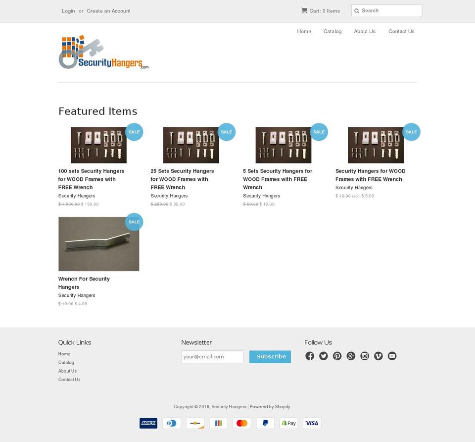 securityhangers.com — Shopify storefront screenshot