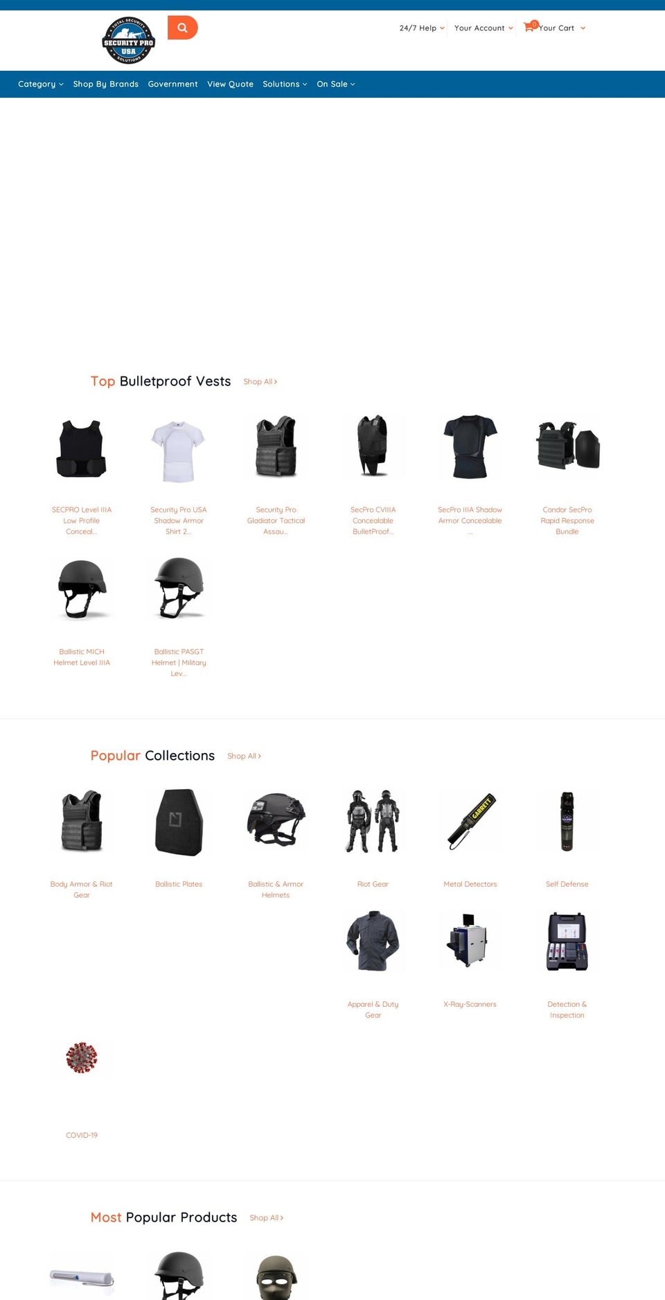 securityprousa.com — Shopify storefront screenshot