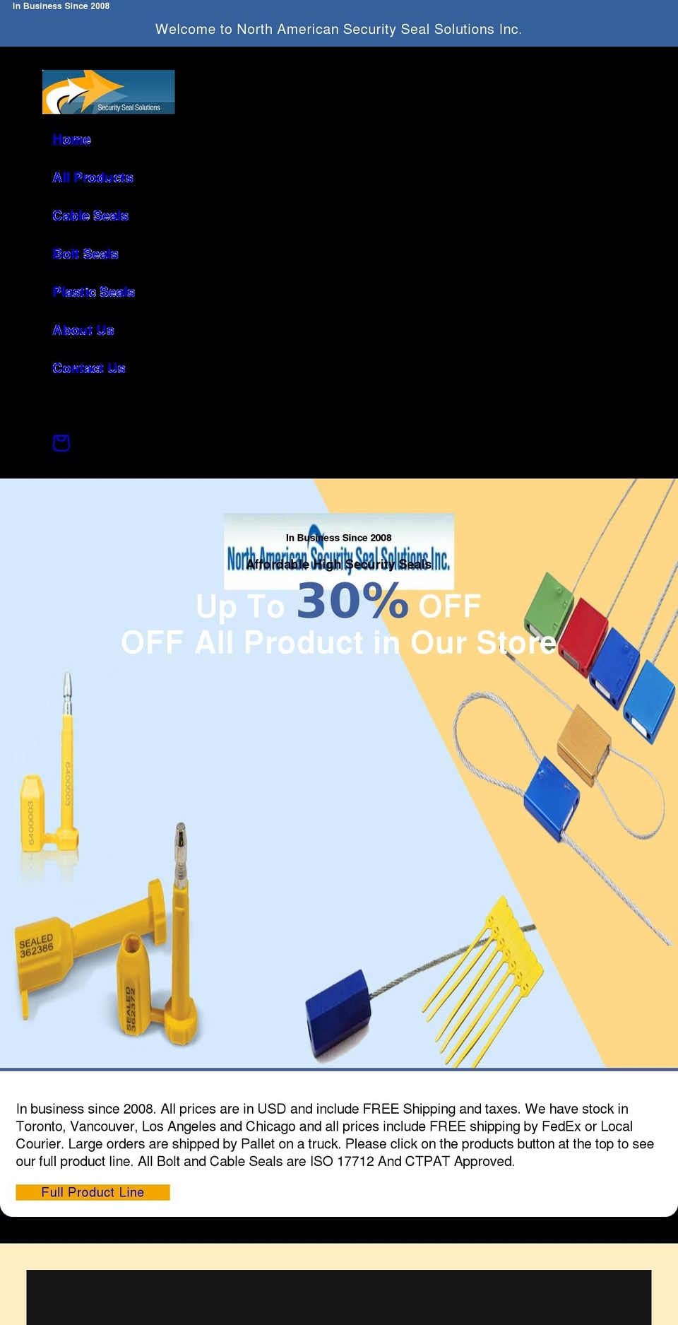 securitysealsdirect.com shopify website screenshot