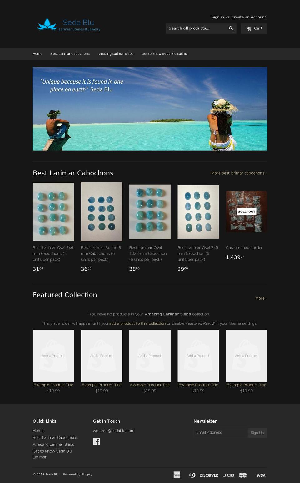 sedablu.com shopify website screenshot