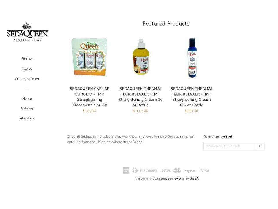 sedaqueenusa.com shopify website screenshot