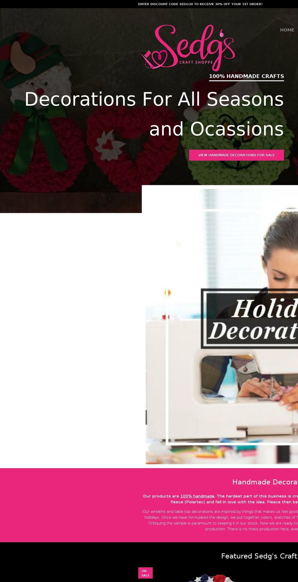 sedgscraftshoppe.com — Shopify storefront screenshot