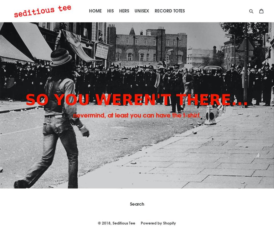 seditioustee.com — Shopify storefront screenshot