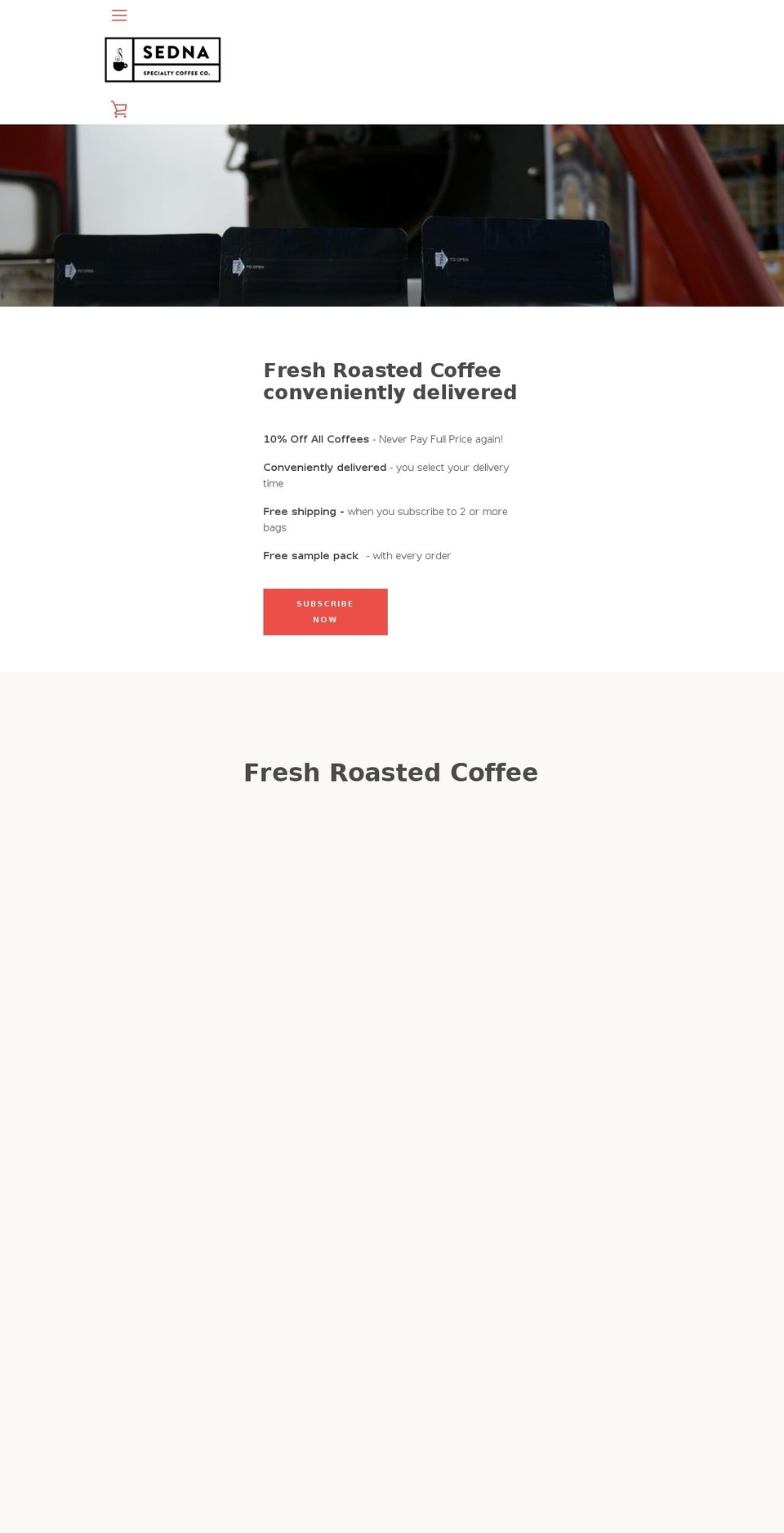 sednacoffee.com shopify website screenshot