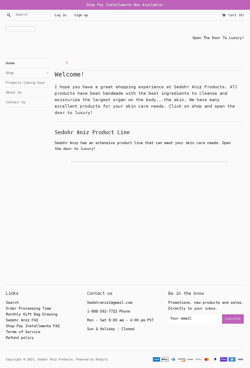 sedohranizproducts.com shopify website screenshot