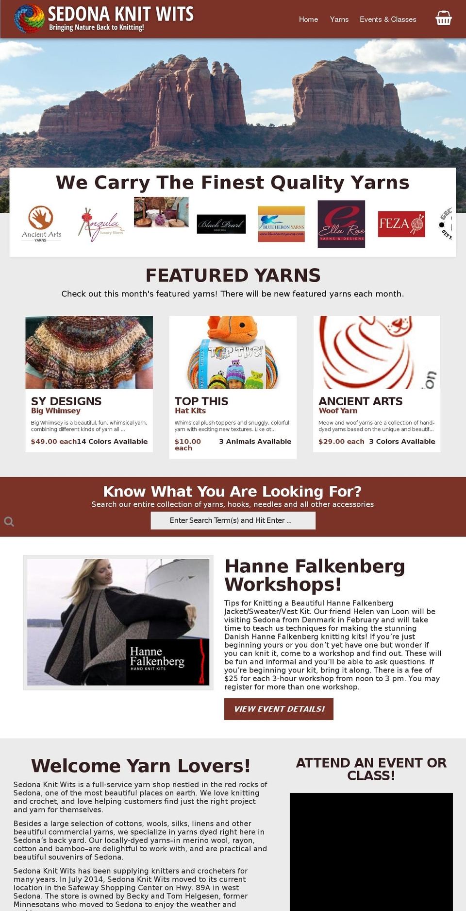 sedonaknitwits.com shopify website screenshot