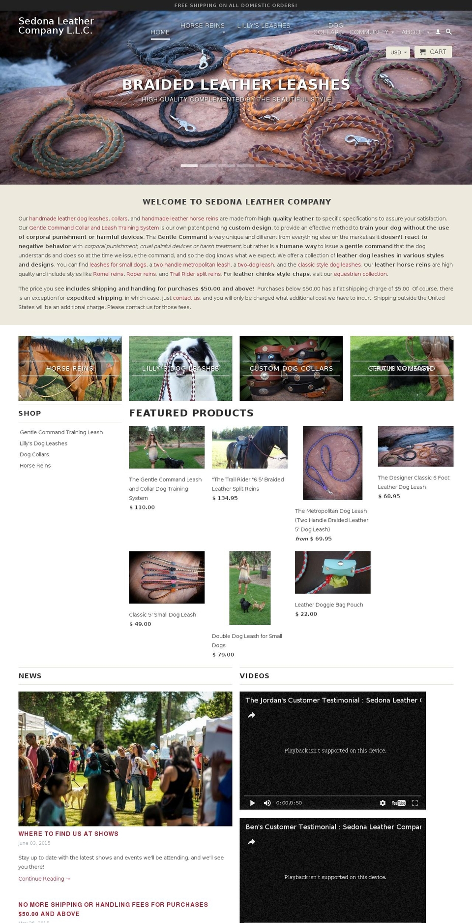 sedonaleathercompany.com shopify website screenshot