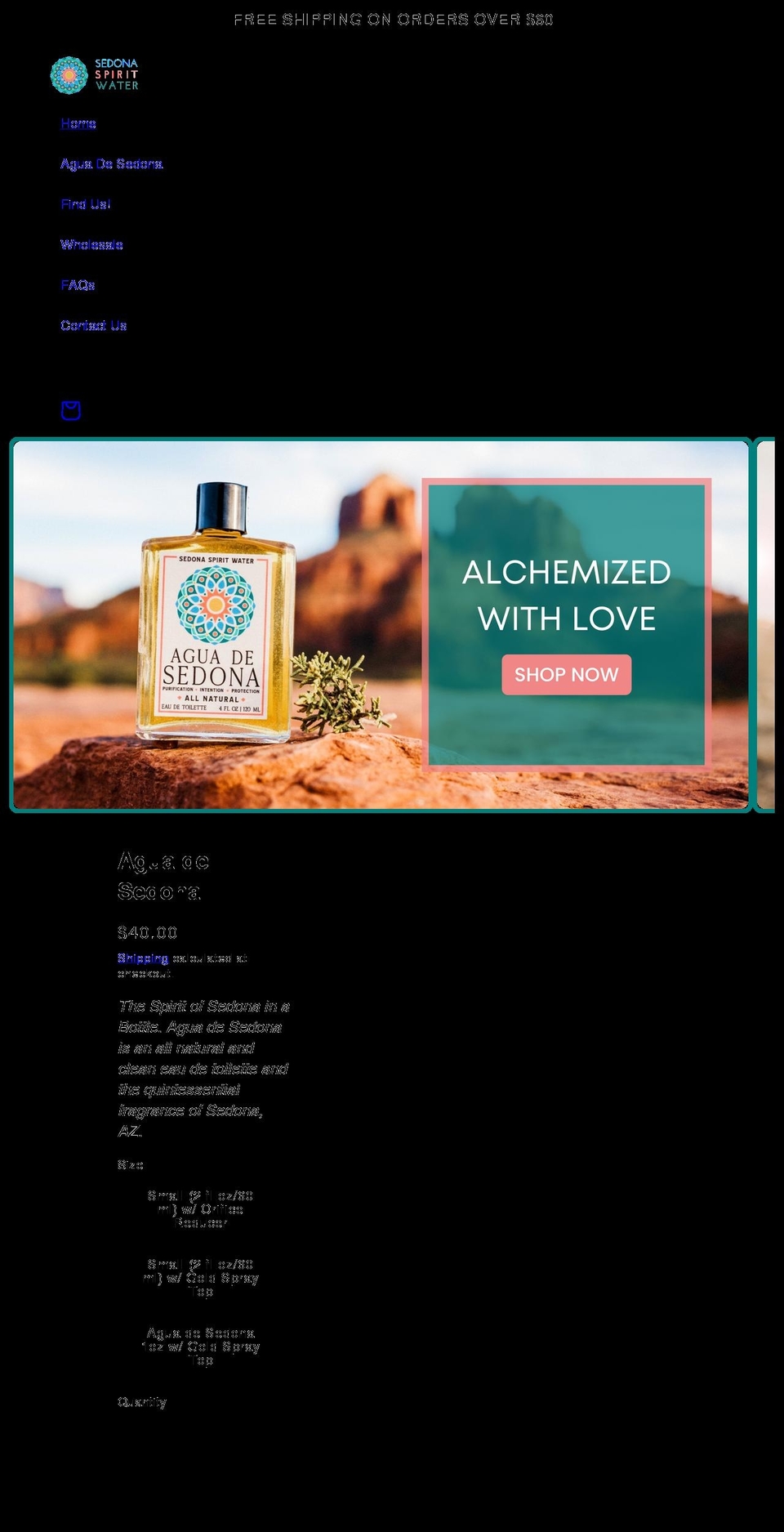 sedonaspiritwater.com shopify website screenshot