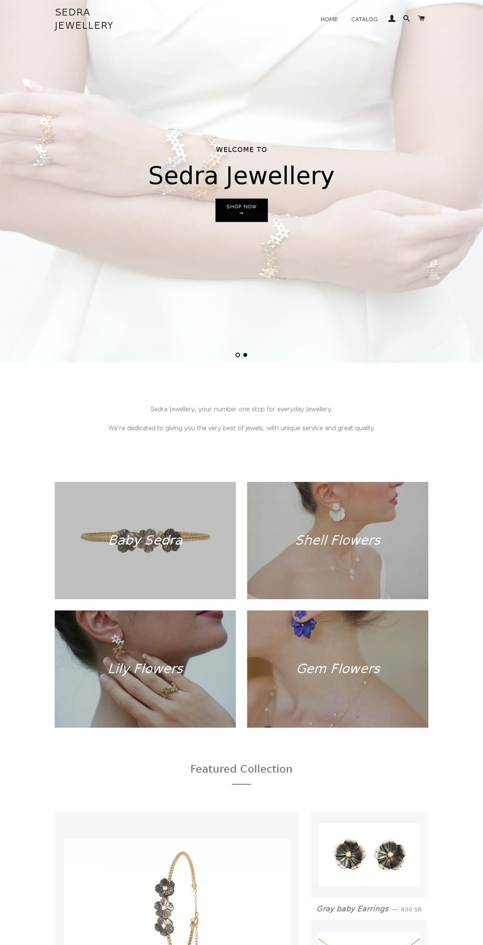 sedrajewellery.com shopify website screenshot