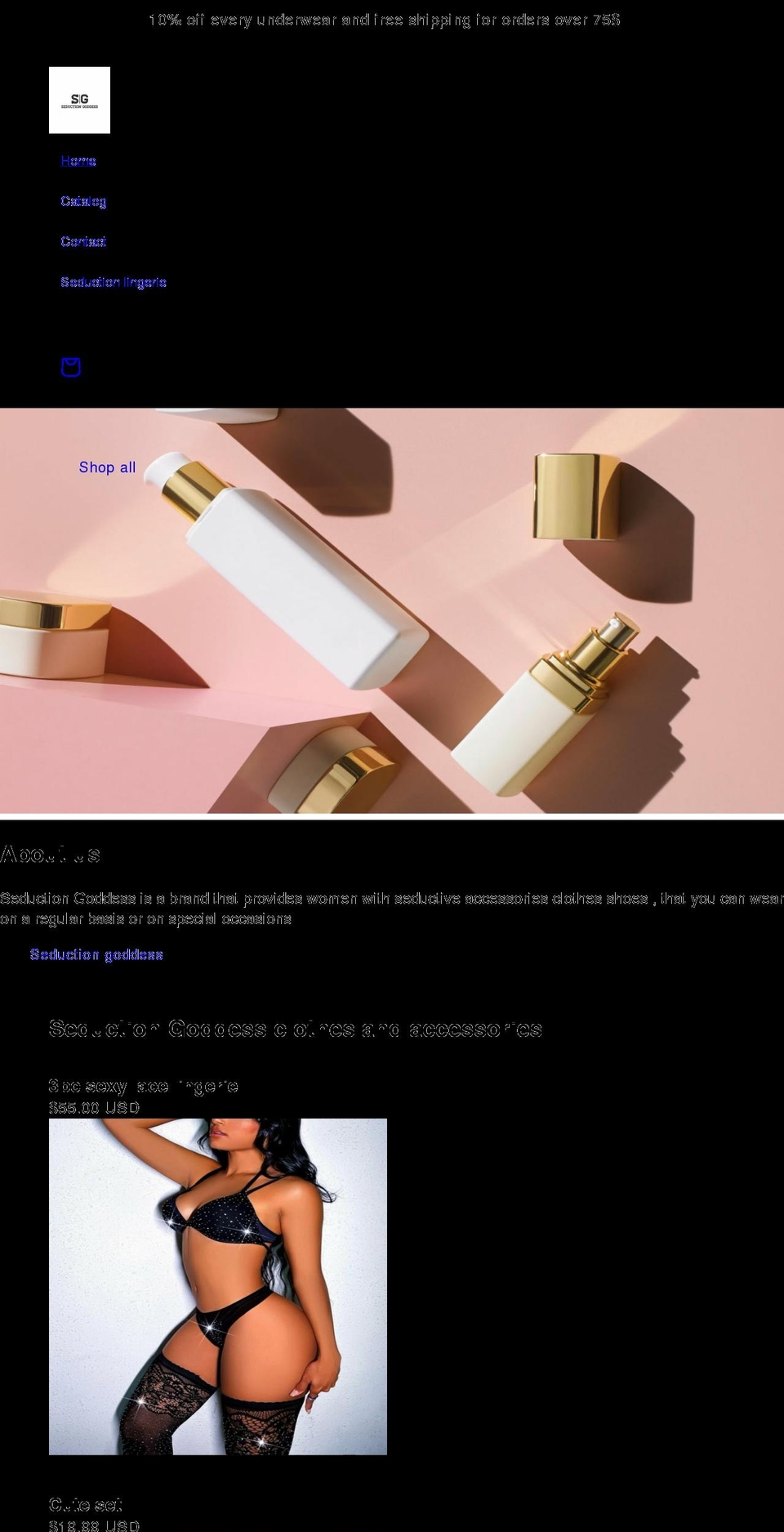 seductiongoddess.com shopify website screenshot
