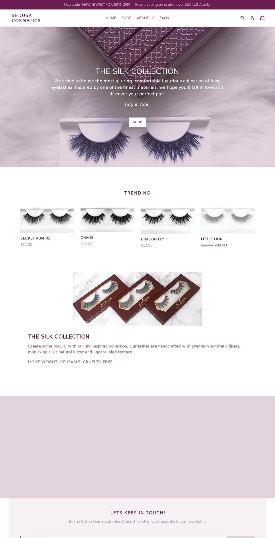 sedusacosmetics.com — Shopify storefront screenshot