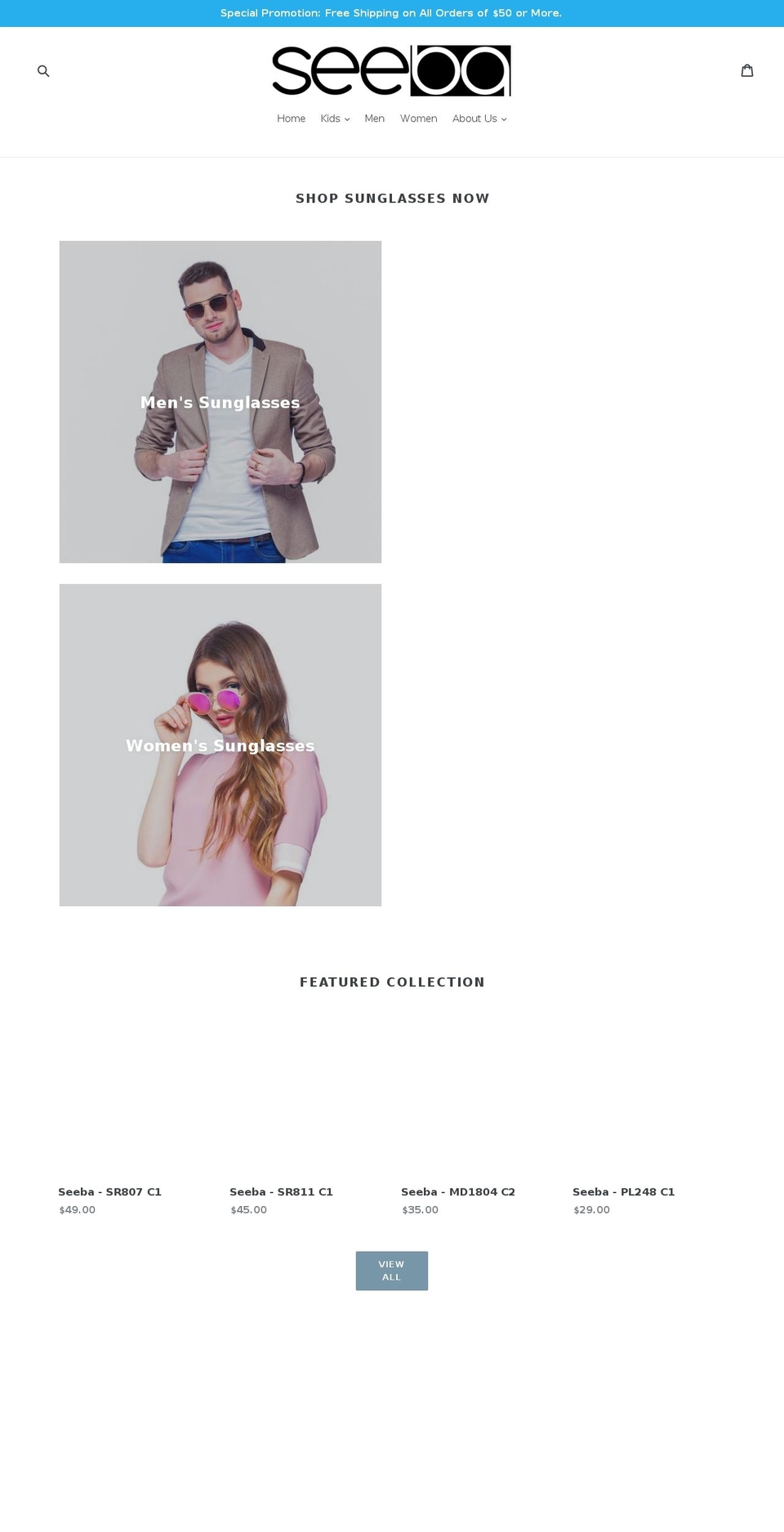 seebaeyewear.com — Shopify storefront screenshot