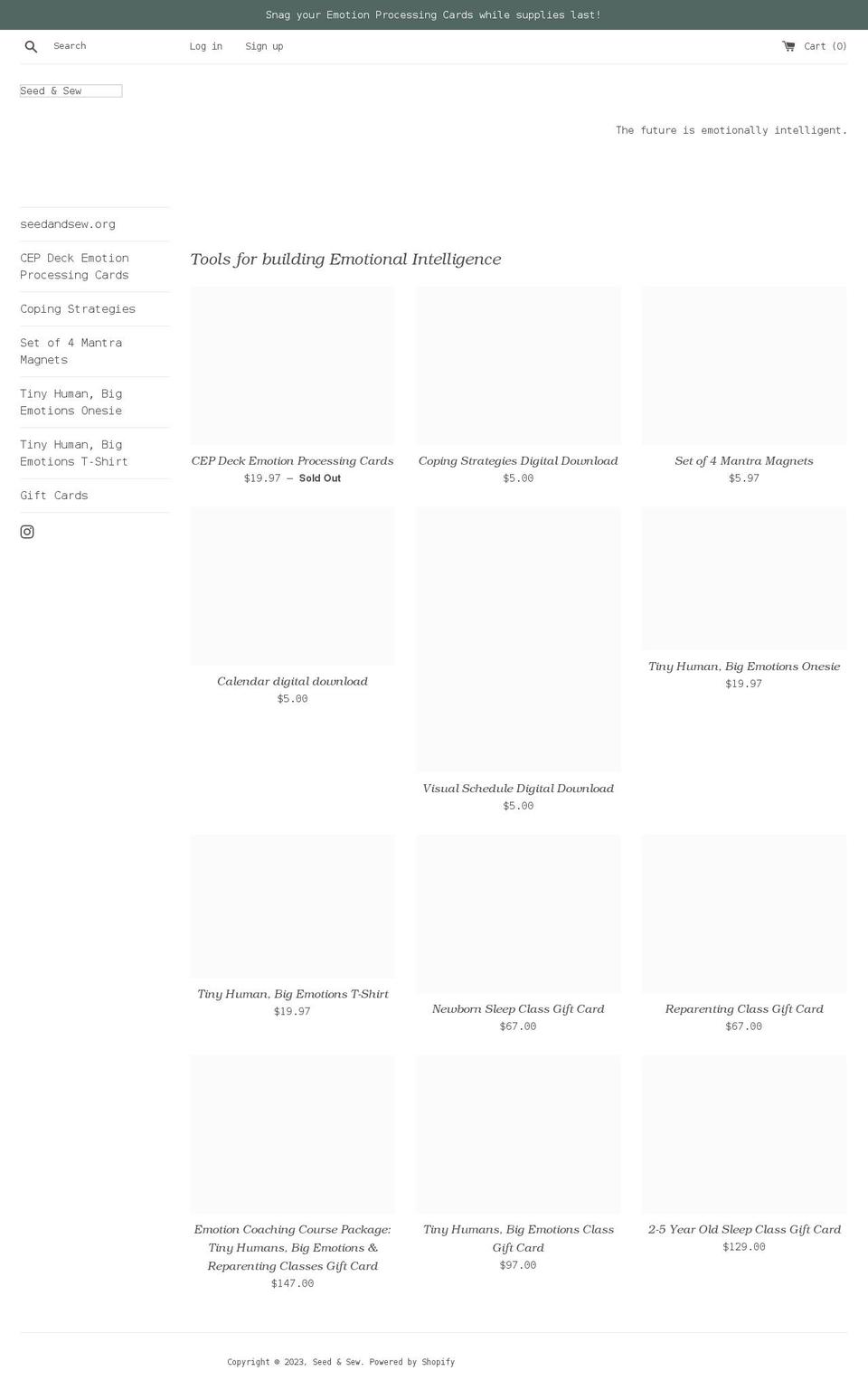 seed-sew.myshopify.com shopify website screenshot