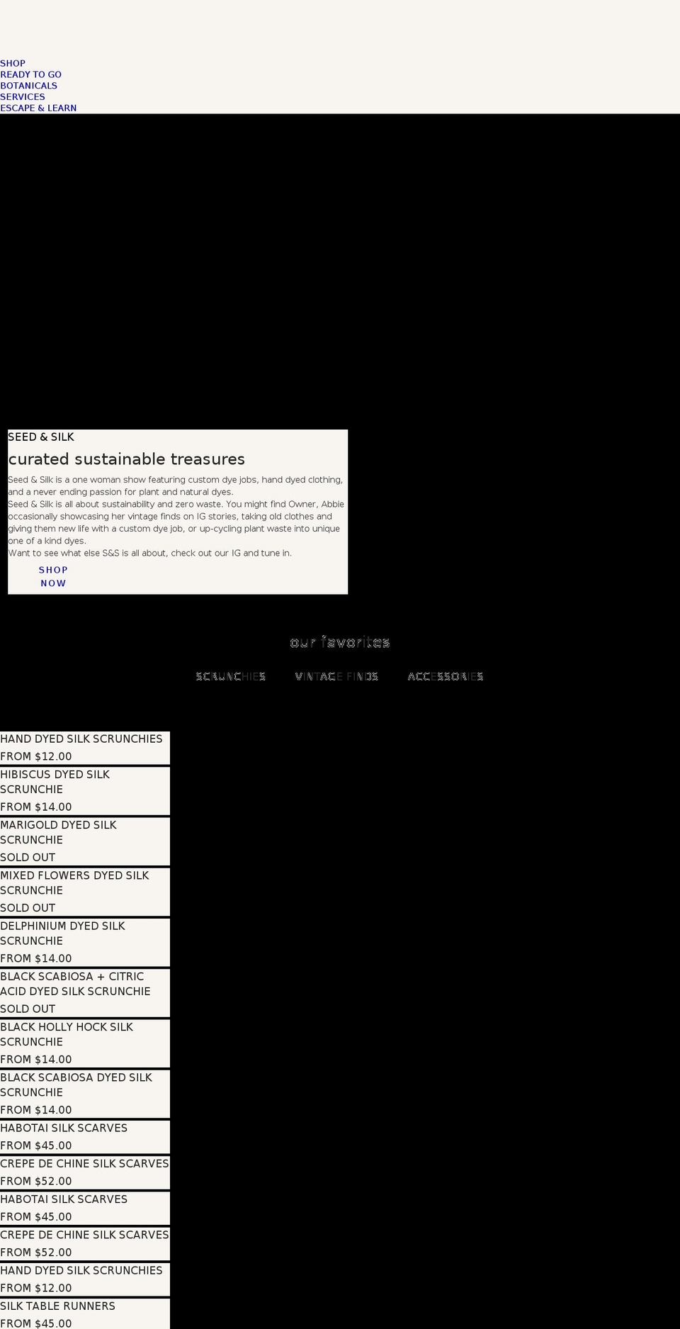 seedandsilk.com shopify website screenshot